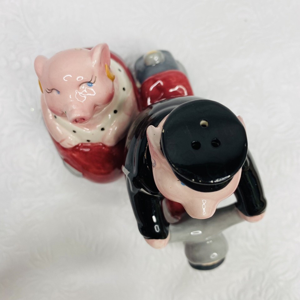 Pigs On A Motorcycle With Sidecar Salt And Pepper Shaker Set Removeable