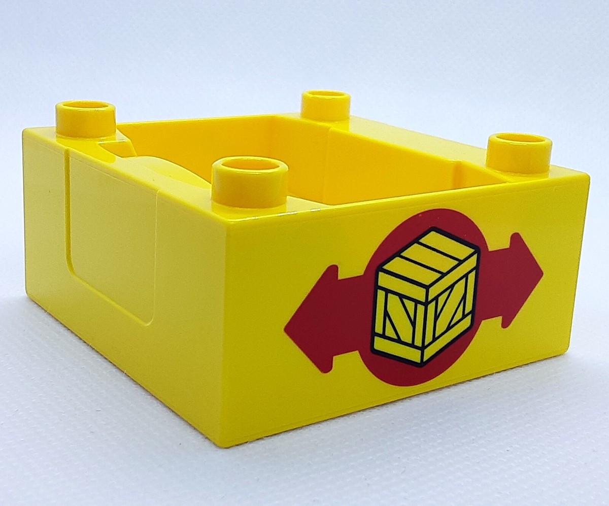 LEGO Duplo 98456pb03 Yellow Train Cab Tender Box Crate Arrows