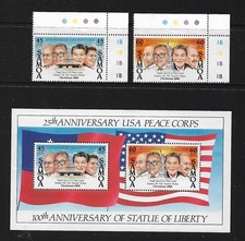 1986 Christmas/Peace Corps Anni & Statue of Liberty Anni set 4  Complete MUH/MNH