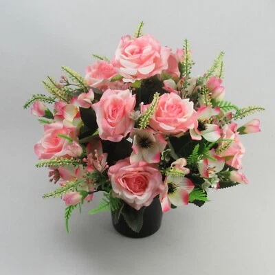 JUST BECAUSE FLOWERS Artificial Silk Flowers Grave/Memorial Arrangement Hand-Made Long Lasting