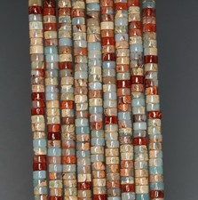 4X2MM SEA SEDIMENT IMPERIAL JASPER GEMSTONE ROUND TUBE HEISHI BEADS 15.5inch