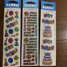 3 Vtg 52 Stickers HAMBLY WIZARD Prism Sticker Strip Pack VTG Birthday Well Done