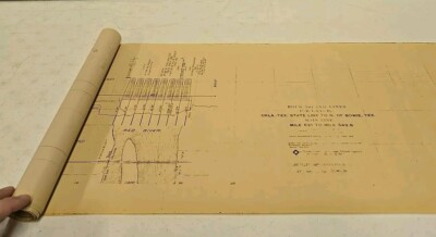 Antique 1915 Rock Island Lines OK-TX State Line To Bowie TX Railroad Blueprint