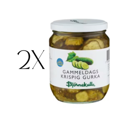 2x Björnekulla Gammeldags Krispig Gurka  580/350g  Swedish Pickled Cucumbers