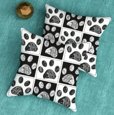 NEW Pawprints Decorative Throw Pillow Covers Set of 2 square 18 in. cases