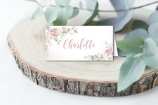 6 Blush Rose Floral Personalised Food Labels or Table Place Name Cards