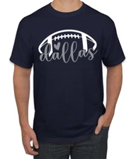 Fan Of City of Dallas Football Silver Heart Script Writing Men TShirt