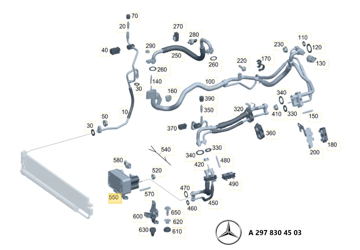Original MERCEDES-BENZ A2978304503 Verdampfer, Wärmetauscher A169  