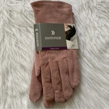 Vintage 1999 Isotoner Gloves  Women  s Leather Dusty Pink Fleece Lined New