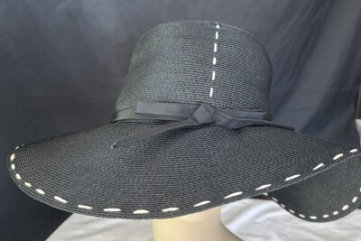 Vtg Elegant Black Floppy Hat Wide Brim Lazarus Trendsetter  display picture 1