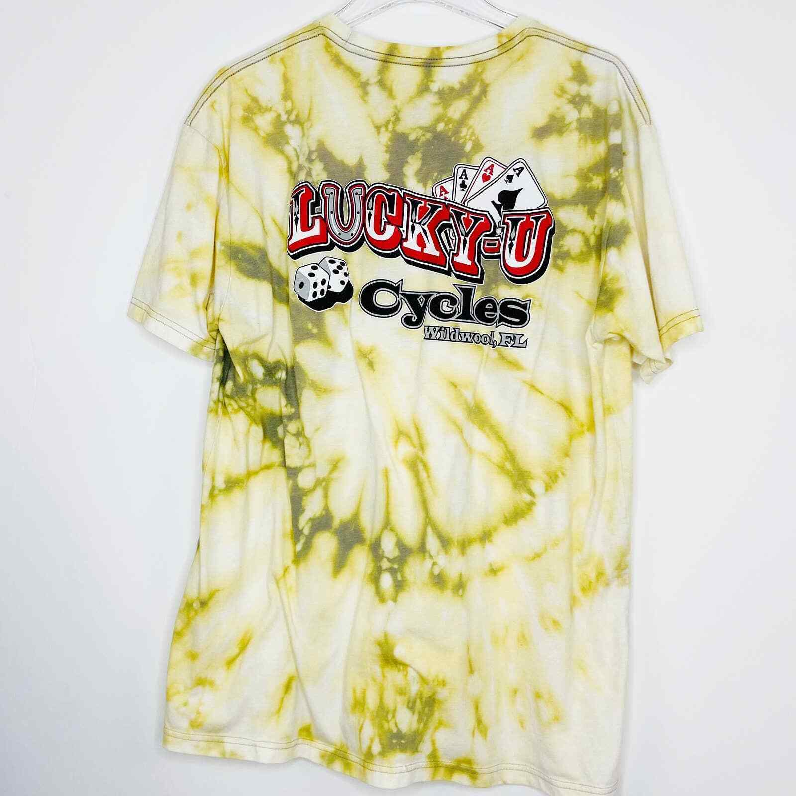 Lucky-u Cycles Custom Bleached T-shirt Sz L - image 2