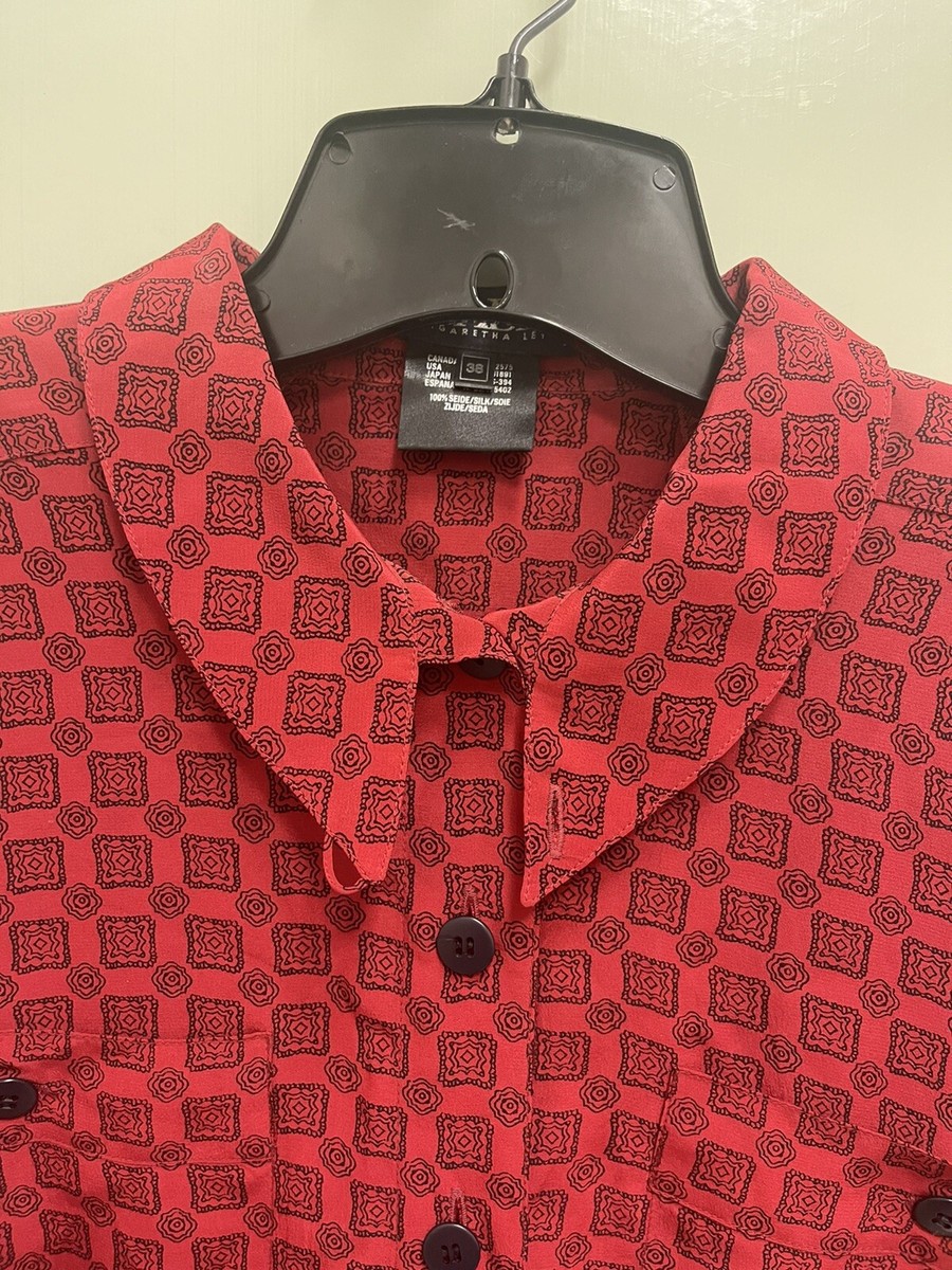 Escada by Margaretha Ley 38 Vintage 100% Silk Button Down Blouse