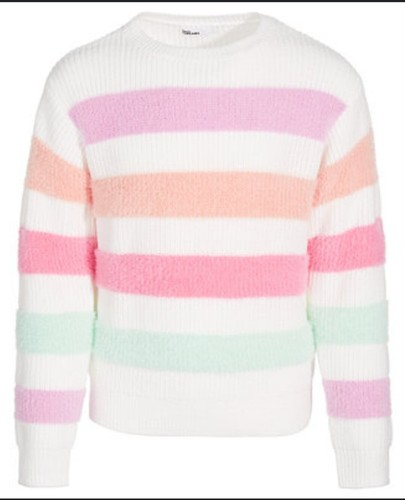 NWT Epic Threads Sweater Large Big Girl's Textured Pastas Stripes Pullover - Picture 4 of 16