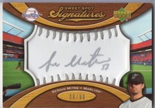 2007 Sweet Spot Signatures Ball Silver Stitching Ink /99 Sergio Mitre Auto