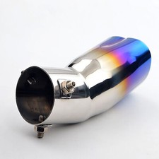 Thicken Heart-Shaped Curved/ Straight Stainless Steel Car Exhaust Pipe Blue Part
