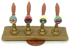Dolls House Beer Pump Handles x4 With Labels Pub Bar 1:12 Scale Painted tumdee