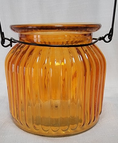 Nantucket Home~Orange ~Lantern Style ~Jar~ Pillar Candle Holder ~Fall/Autumn - Picture 2 of 6