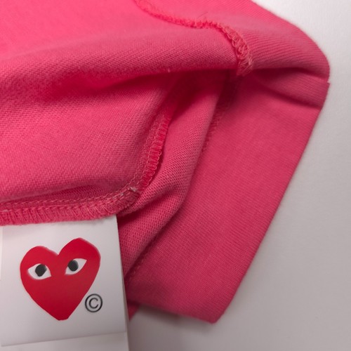 PLAY Comme Des Garcons Pink Embroider Heart T-Shirt Japan AZ-T271 Womens Small - Afbeelding 7 van 8