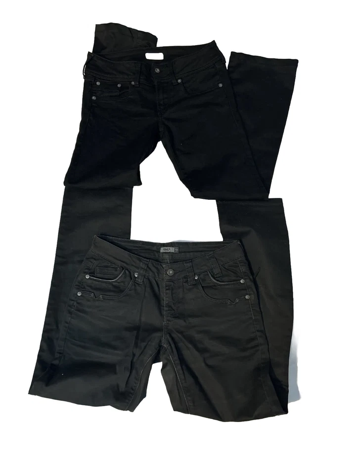LOT 2 JEANS NOIR FEMME TAILLE US 26 FR 36 PEPE JEANS ET ONLY - Photo 1/4