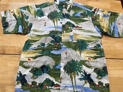 Bobby Jones Medium Italy Golf Painting Print Short Sleeve Button Up Shirt A11