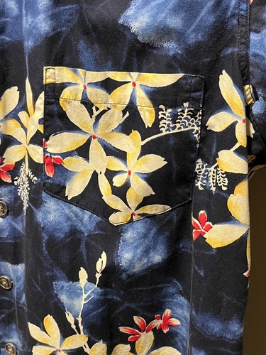 Vintage 1950’s Kamehameha Blue Floral Print Aloha Hawaiian Shirt Medium EUC - Picture 3 of 9