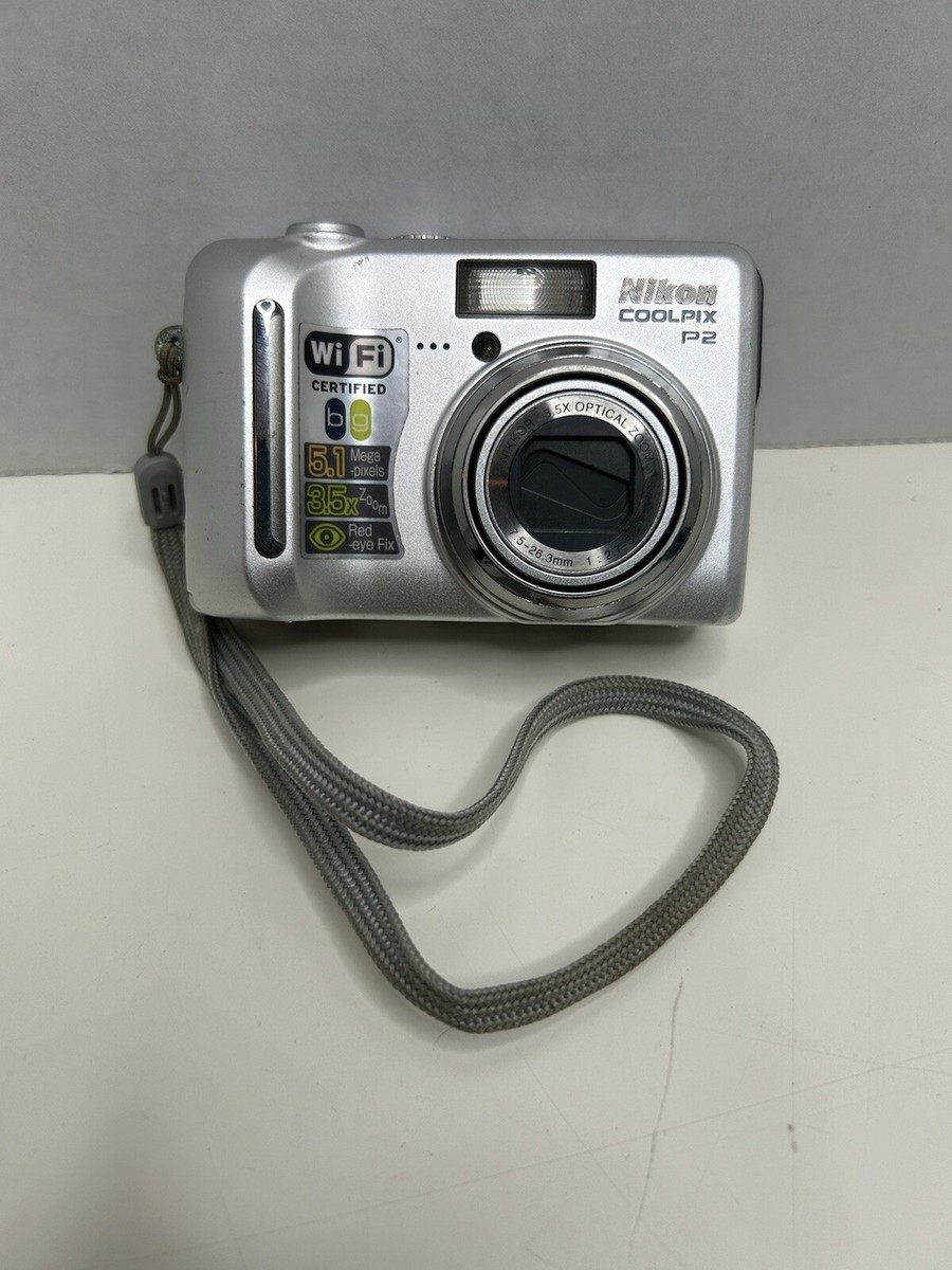 Nikon COOLPIX P2 シルバー Nikon Coolpix P2 Silver Compact Camera PARTS - No Battery
