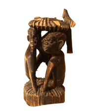 Two African Spies Carvings, Vintage Hand Carved Wood Figures Statues Rare Unique