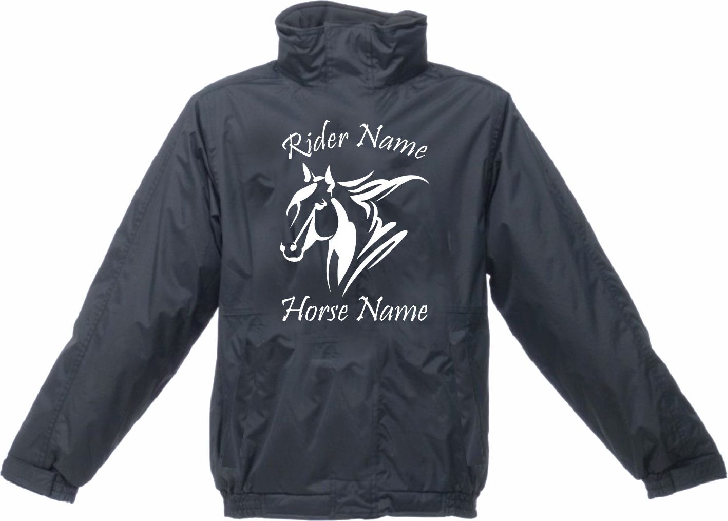 GIACCA CAVALLO PERSONALIZZATA IMPERMEABILE IMPERMEABILE EQUITAZIONE PONY RIDE MOUNT REGALO