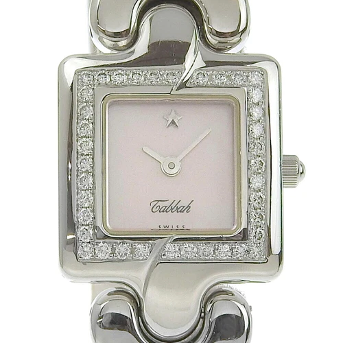 Tabbah Bezel Diamond Swiss Made Analog Display Ladies From Japan w0430