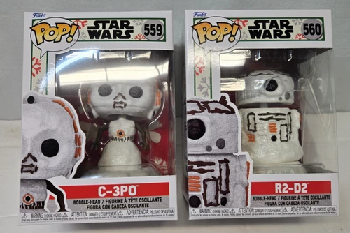 Funko Pop! Star Wars #559 Snowman C-3PO #560 R2-D2 Collectible Figure lot of 2