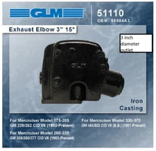 MerCruiser 3" Exhaust Riser Elbow  4.3 5.0 5.7 305 350 454 V6 V8 3 INCH 98504A3