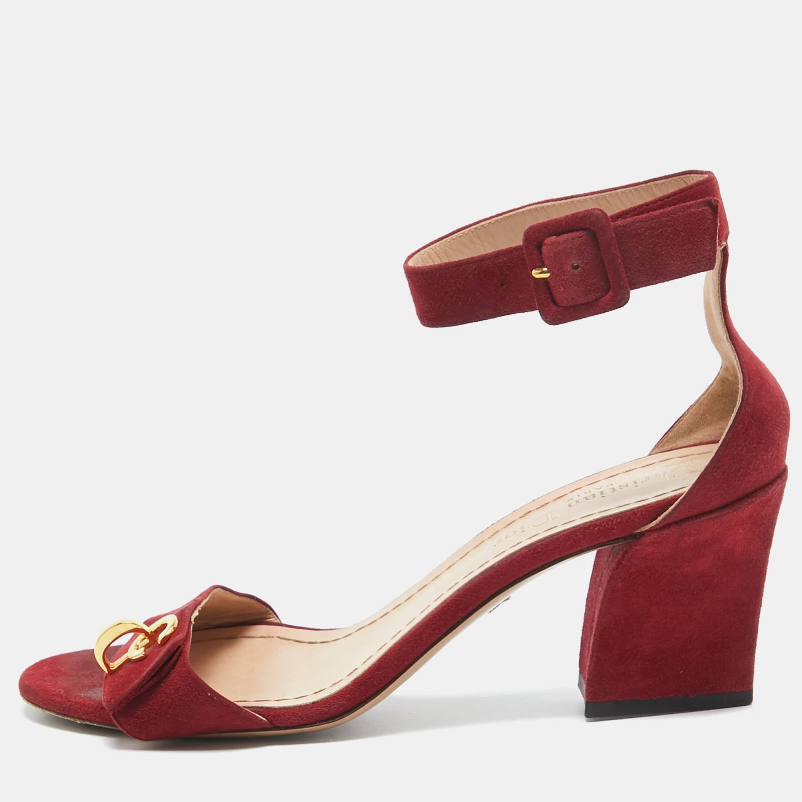 Sandales sangle cheville en daim rouge Dior taille 37