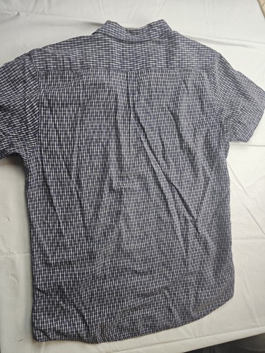Camicia RVCA uomo XL con bottoni slim fit manica corta blu a quadri SCOLORATA - Foto 6 di 7