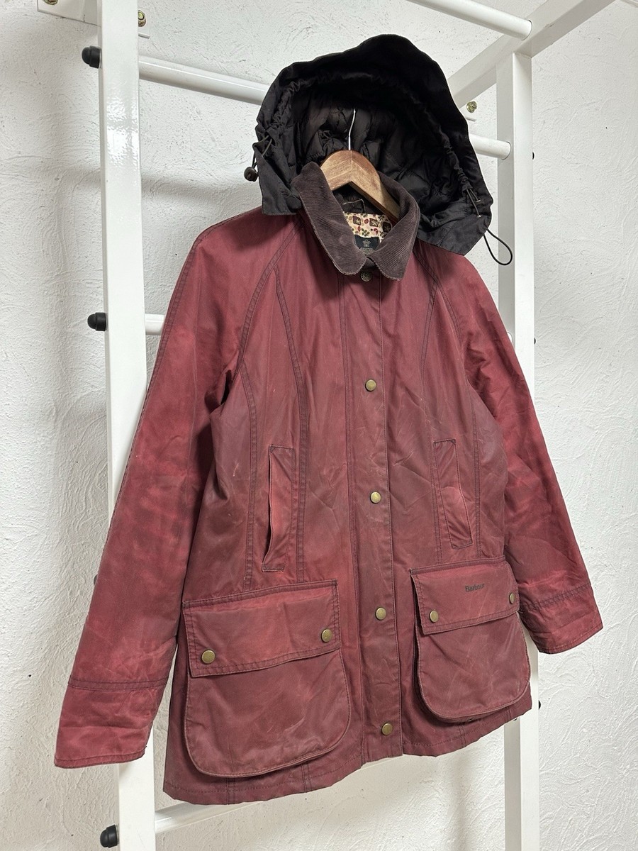 Barbour Chamber Beadnell Wax Jacket Women’s Size M Storm Hood