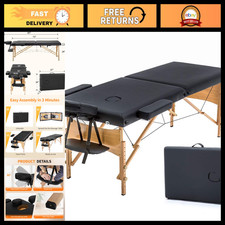 Portable Folding Massage Table - 24" Wide, Black, Adjustable Height, Lightweight