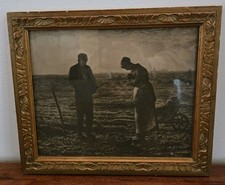 Antique Framed Art THE ANGELUS by Jean Francois Millet EARLY AMERICAN FOLK ART