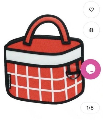 JumpFromPaper Checkered 3D Cartoon Handbag Adjustable Strap Zip Closure