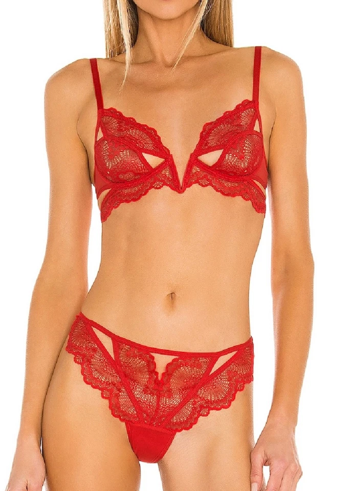THISTLE AND SPIRE 471601 KANE THONG XS - XL CHOOSE SIZE LACY BLOOD ORANGE RED - Image 4 of 4