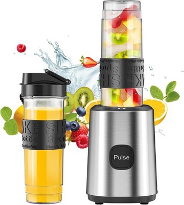 Mixer, Smoothie Maker, Standmixer, 500W, 2x 570ml Shaker, BPA frei, Edelstahl