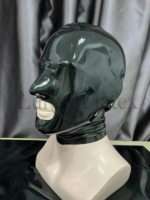 Men Latex Fetish Long Opera Gloves Rubber Hood Sexy Cosplay Fetish Wear Socks - Image 3 of 4