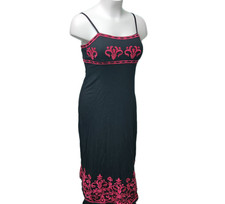 INC International Concepts Y2k Babydoll Maxi Dress Womens L Embroidered Milkmaid
