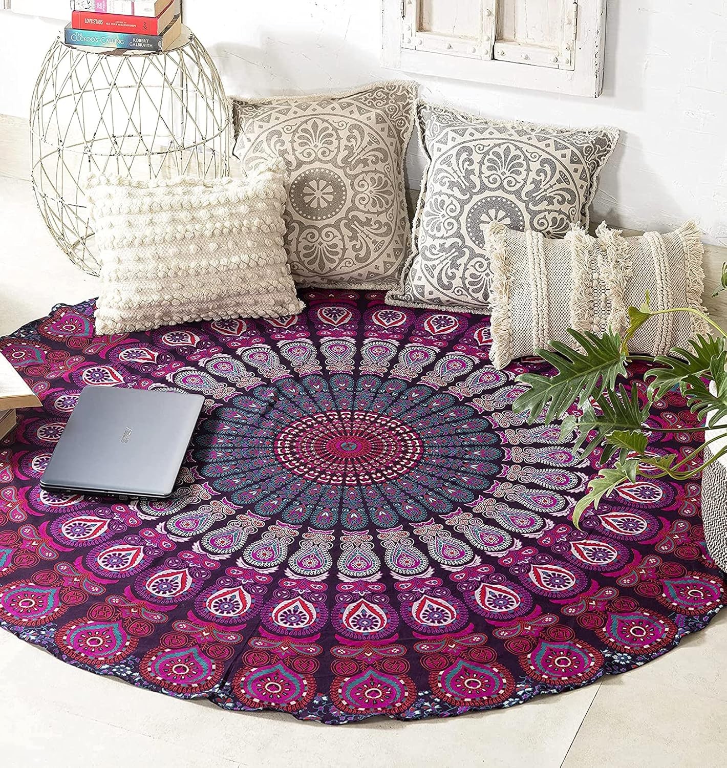 raajsee Purple Round Beach Tapestry Hippie/Boho Blanket Mandala/Indian... 