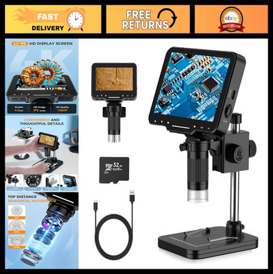 10MP LCD Digital Microscope, 4.3'' HD Screen, 1-1000X Zoom, Wireless USB Camera