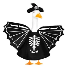 Halloween Bat Porch Goose Outfits 23inch Plastic Skeleton Goose Statue Costum...
