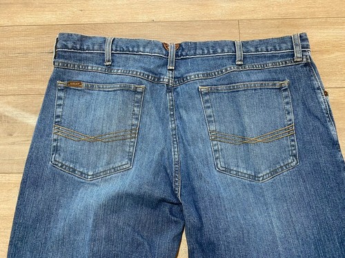 Pantalones de mezclilla Ariat M4 tiro bajo para hombre 40X30 Western bordados puntada azul - Imagen 9 de 10