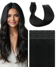 SURNEL 14in Natural Black Seamless Tape-in Hair Extensions 20PCS Remy Human Hair