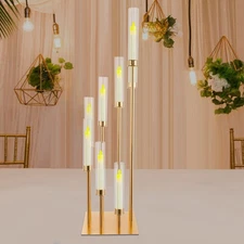 8 Arms Candelabra Candle Holder, with Windshields, for Wedding Decoration, Gold