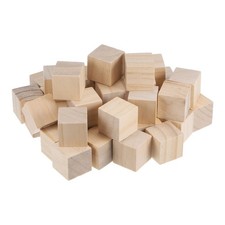 Wood Blocks for Crafts, 50pcs 1 3/8 Inch Unfinished Wooden Cube Pine Wood Block
