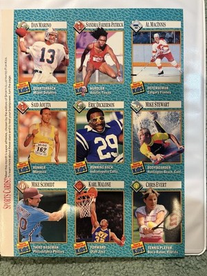 1989 SI For Kids Uncut Sheet DAN MARINO, MIKE SCHMIDT, ERIC DICKERSON, Ch EVERT