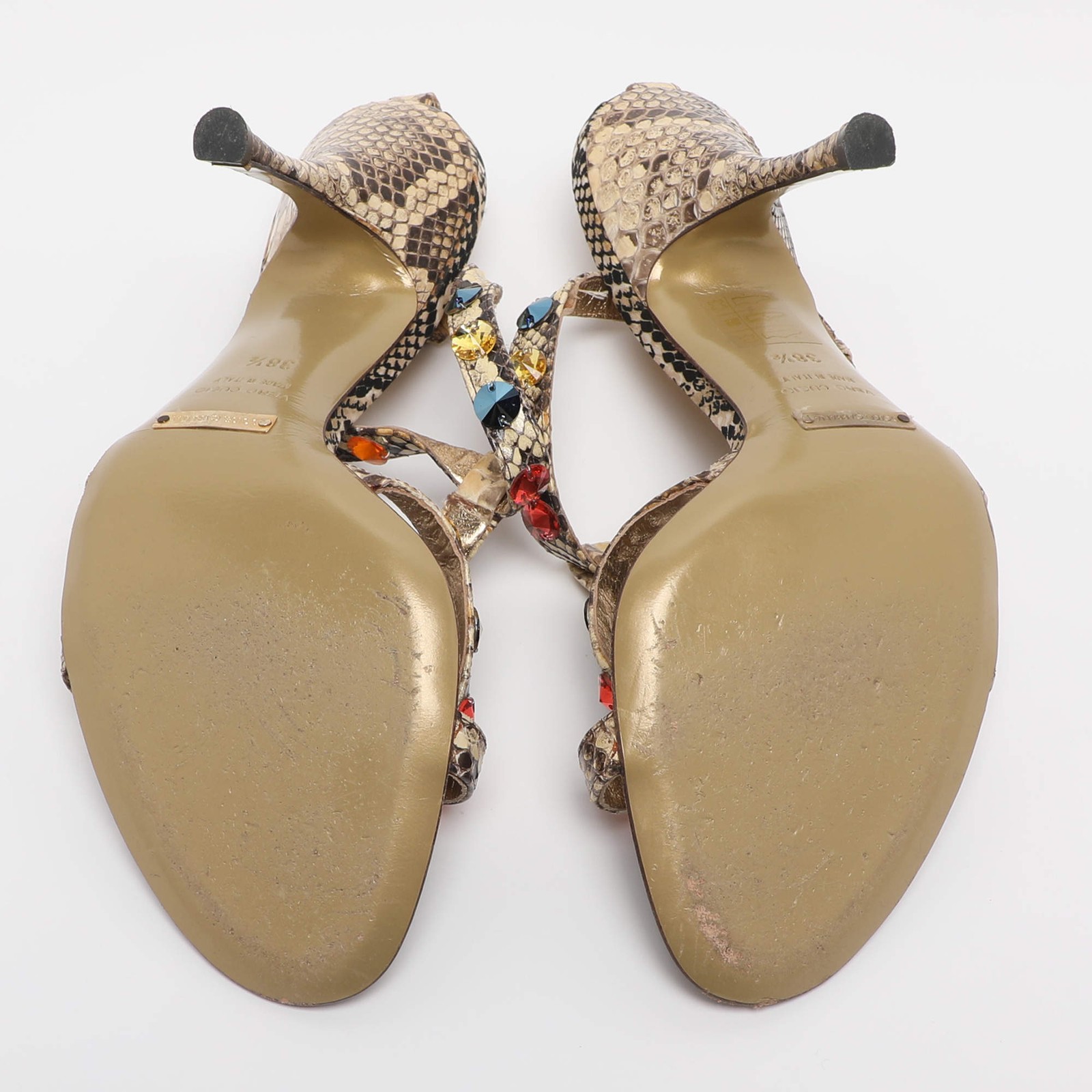 Dolce Gabbana Beige Python Leather Crystal Embell… - image 6